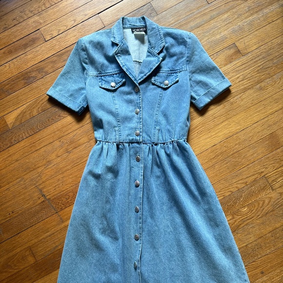 Vtg 90s Denim Dress Small - Picture 2 of 5